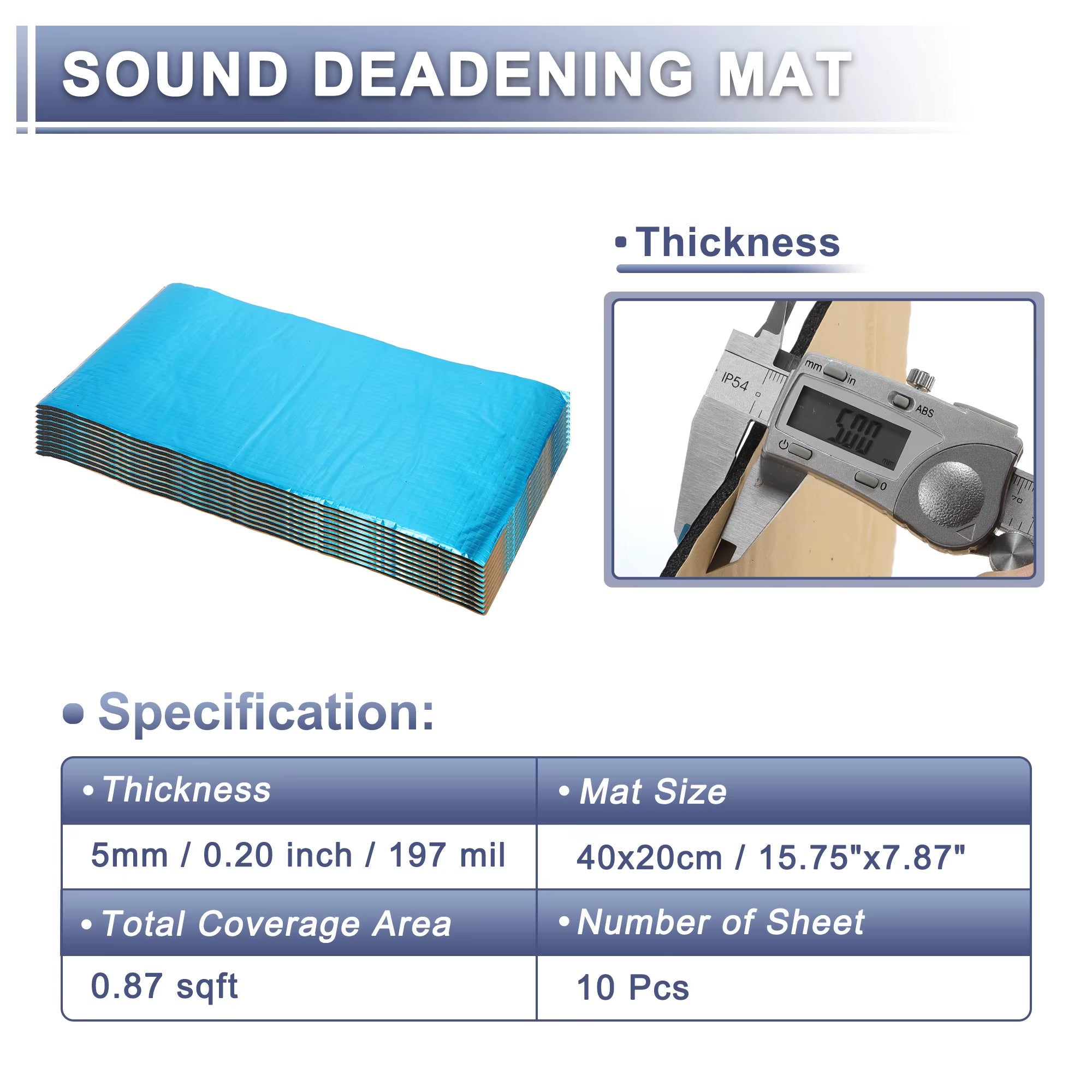 10Pcs 40X20Cm Car Sound Deadening Mat Aluminum Foil Foam Insulating Mat Self-Adhesive Universal Noise Insulation