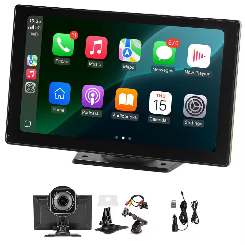 Wireless Car Stereo, 9-In. HD Portable Radio Touch Screen with Apple Carplay and Android Auto, Carplay Screen