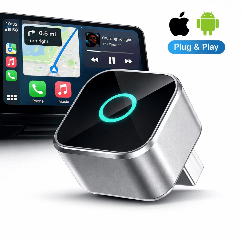 Wireless Carplay Adapter, 2-In-1 Apple Carplay and Android Auto Adapter, Convert Wired to Wireless, Plug and Play for Ios 10+ & Android 10+, Black