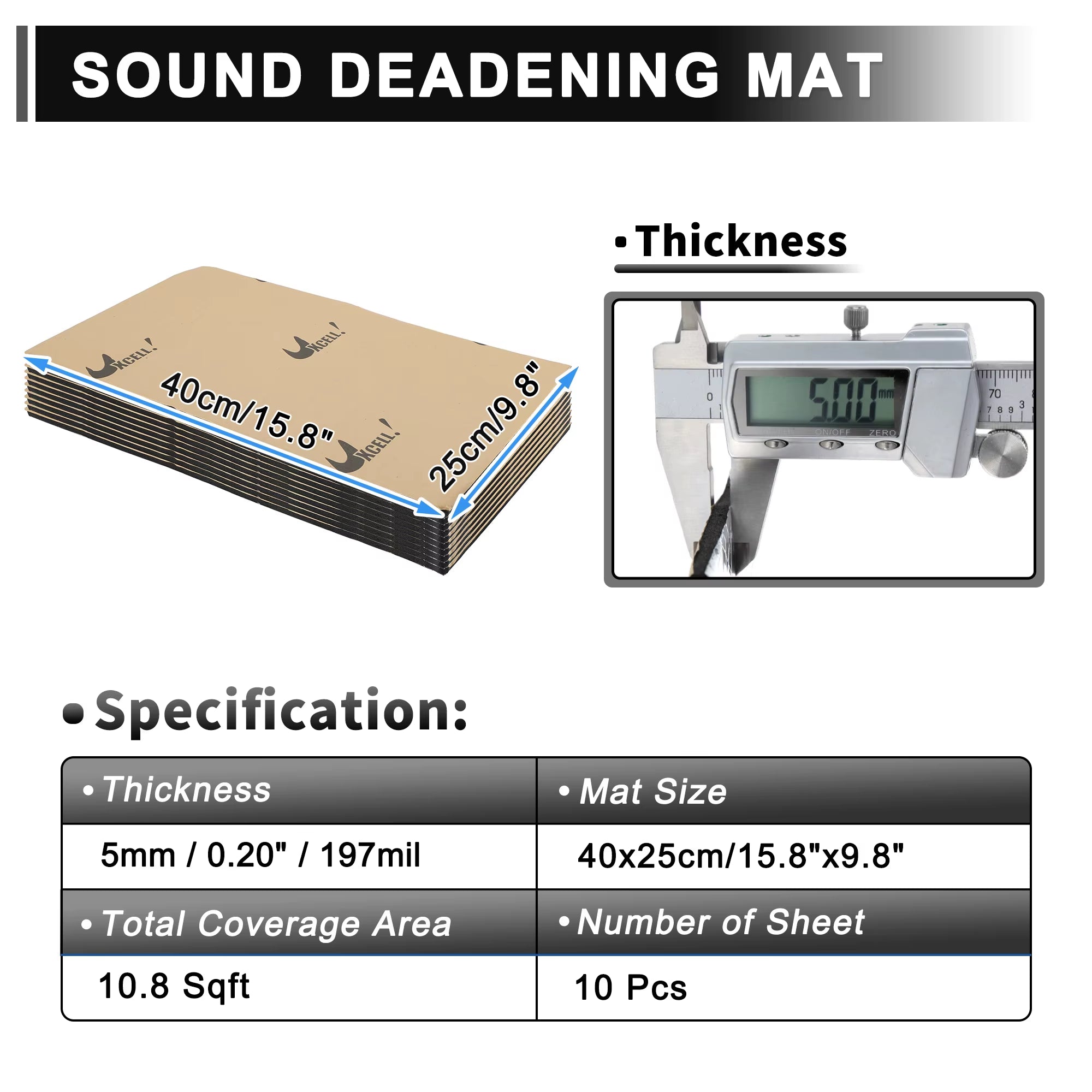 10Pcs 40X20Cm Car Sound Deadening Mat Aluminum Foil Foam Insulating Mat Self-Adhesive Universal Noise Insulation