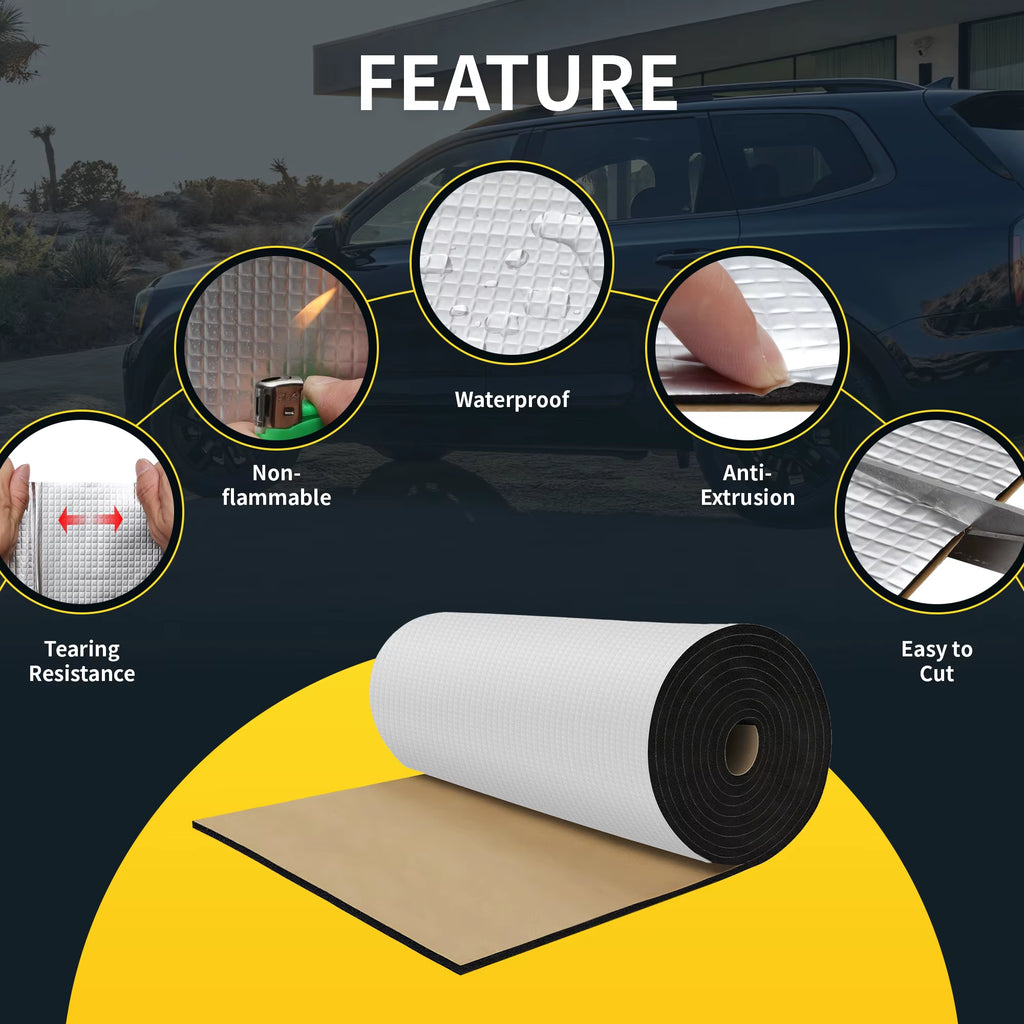 10Pcs 40X20Cm Car Sound Deadening Mat Aluminum Foil Foam Insulating Mat Self-Adhesive Universal Noise Insulation