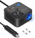 150W Car Power Inverter DC 12V to 110V AC Converter with Dual USB Charging QC3.0 + 5V 2.4A USB Car Outlet Adapter with Switch,Current LCD Screen and Cigarette Lighter Socket