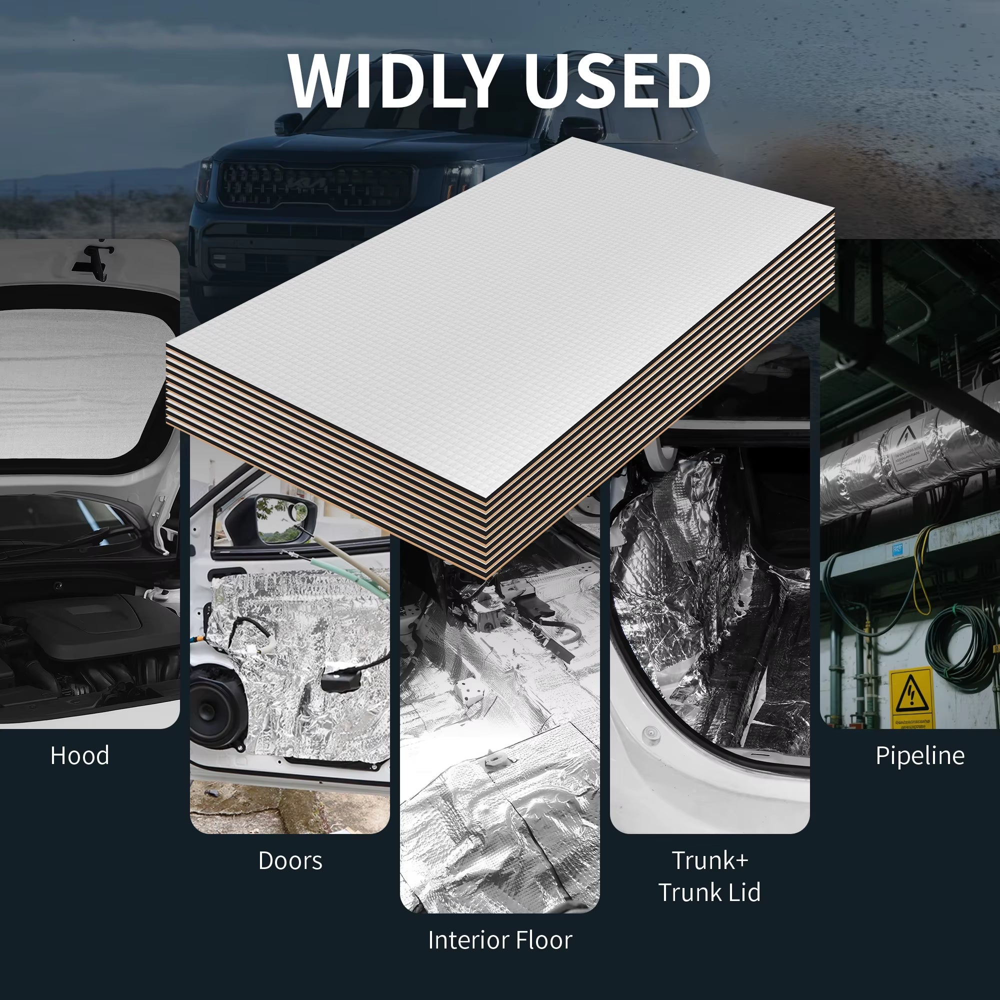 10Pcs 40X20Cm Car Sound Deadening Mat Aluminum Foil Foam Insulating Mat Self-Adhesive Universal Noise Insulation