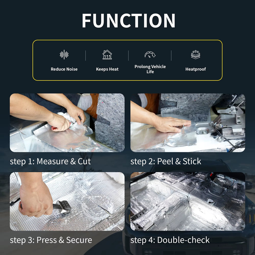 10Pcs 40X20Cm Car Sound Deadening Mat Aluminum Foil Foam Insulating Mat Self-Adhesive Universal Noise Insulation